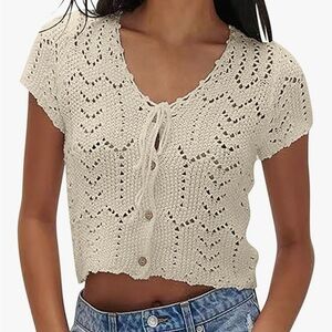 Cream Crochet Women Crop Top
